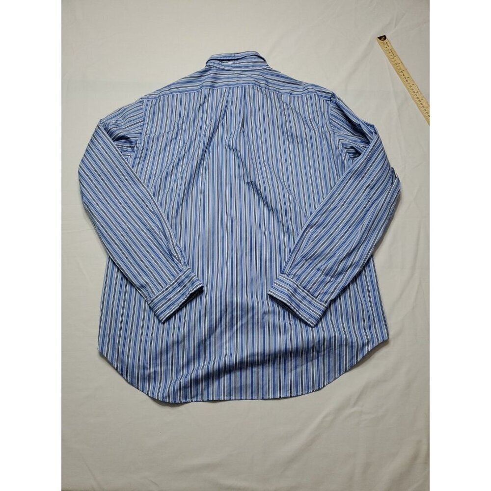 Ralph Lauren Adult Mens XL Blue Striped Classic Fit Long Sleeve Button Up Shirt - Picture 7 of 9